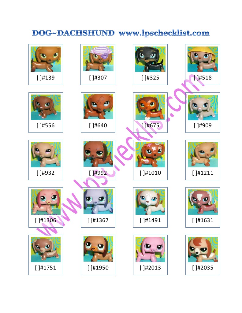 Littlest Pet Shop Checklist Dog Dachshund PDF