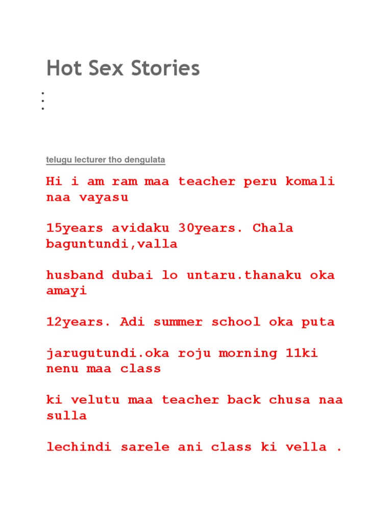 Telugu Vadina Maridi Kissing Hot Sex Videos - 10-Telugu Teacher Tho Dengulata | PDF