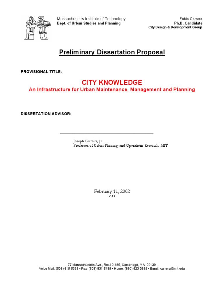 Urban planning dissertation proposal
