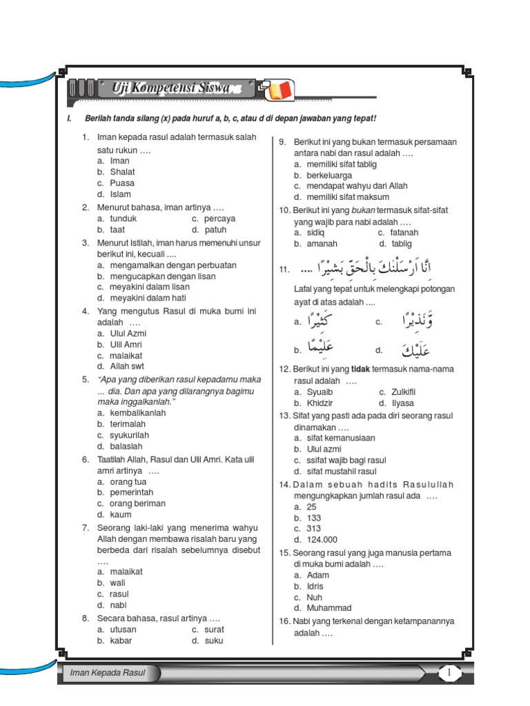 Soal Iman Kepada Rasul Allah Bag 3 Ok