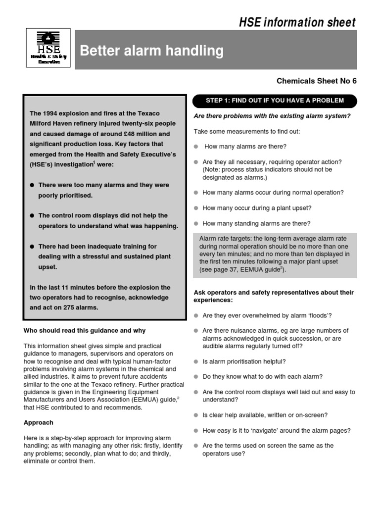 Improving Alarm Handling in Industry | PDF | Reliability Engineering ...