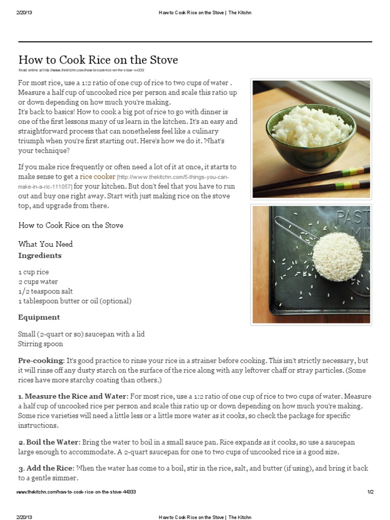 Cooking Rice on the Stove: A Guide | PDF | Rice | Cookware And Bakeware
