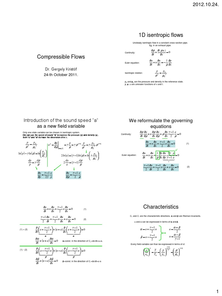 Compressible Flow Dynamics Analysis | PDF | Equations | Scientific Theories
