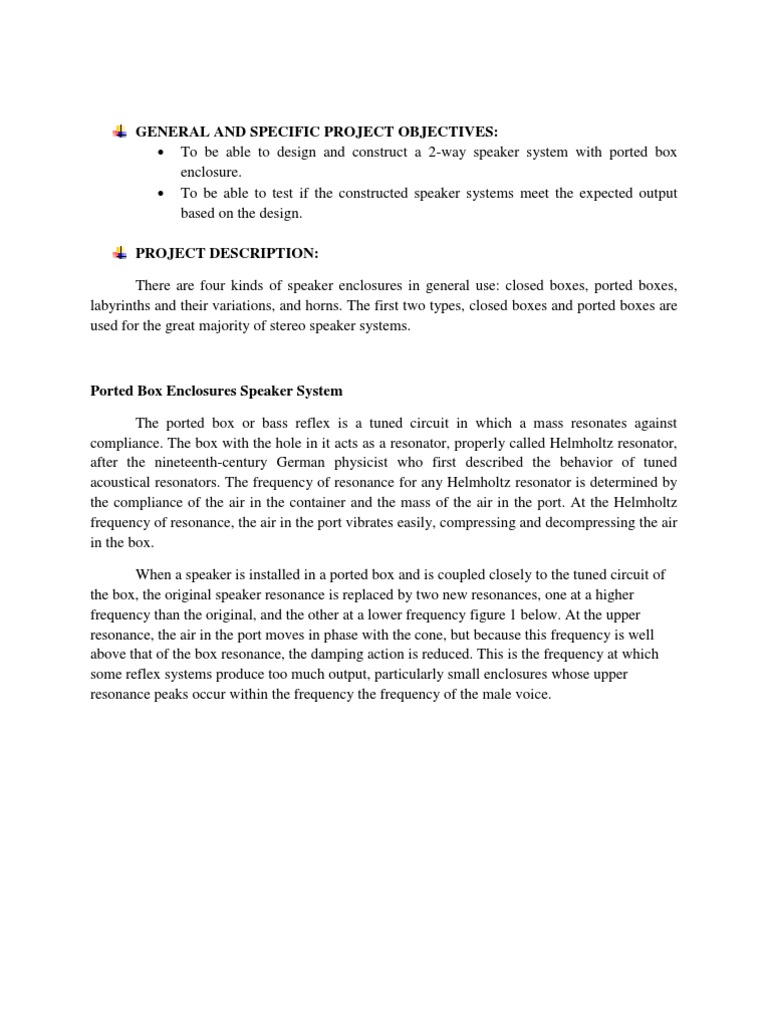 Ported Box Enclosures Speaker System PDF Loudspeaker Resonance