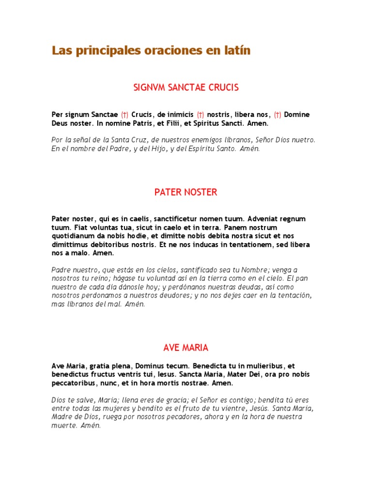 Oraciones Latinas Clásicas | PDF | Comportamiento cristiano y experiencia |  Teología sistemática