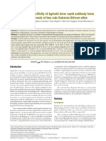 Sensitivity and Specificity of Typhoid Fever Rapid Antibody Tests For Laboratory Diagnosis at Two Sub-Saharan African Sites