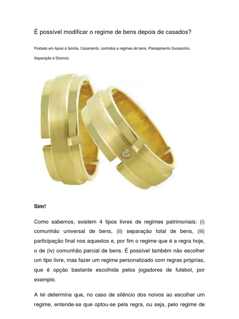 Mudança de Regime de Bens no Casamento | PDF | União estável | Casamento
