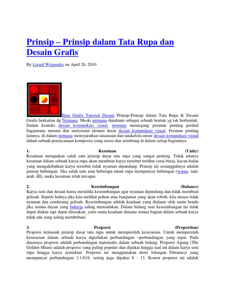 Prinsip Prinsip Dalam Tata Rupa Dan Desain Grafis