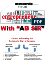 Factors influencing entrepreneurship decisions