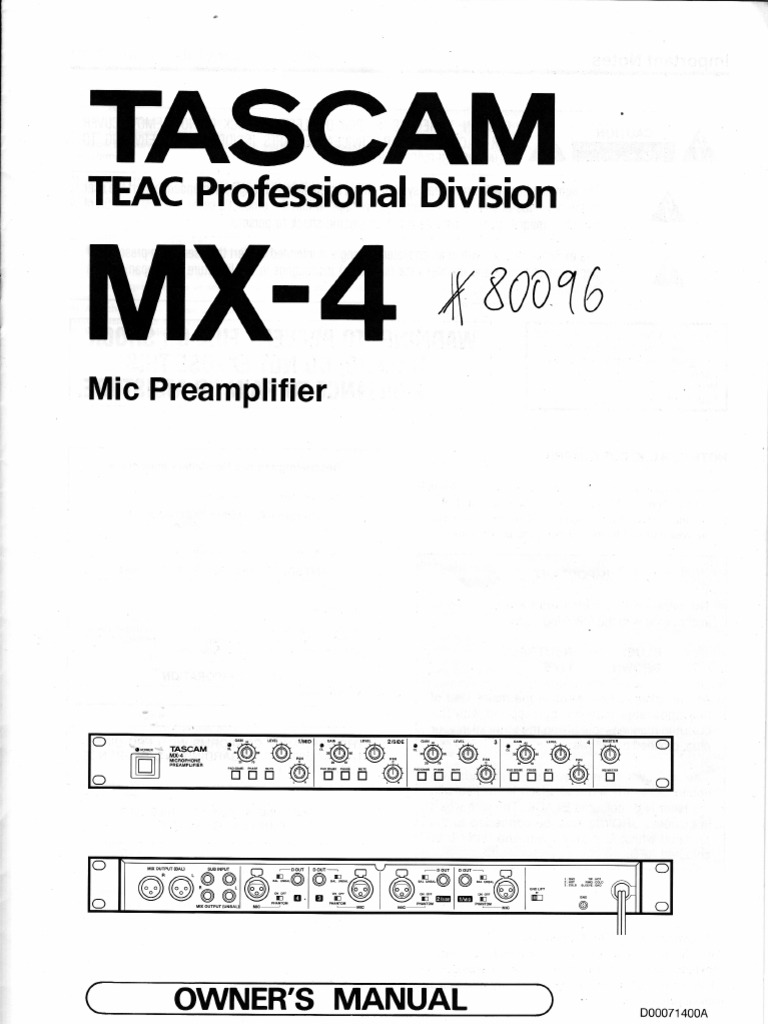 Tascam Mx 4 Manual