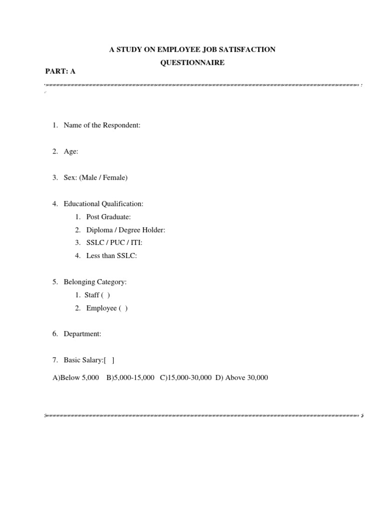 Employee Job Satisfaction Survey Form | PDF | Career & Growth