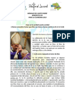 MENSAJE DEL SANTO PADRE Cuaresma 2013 PDF