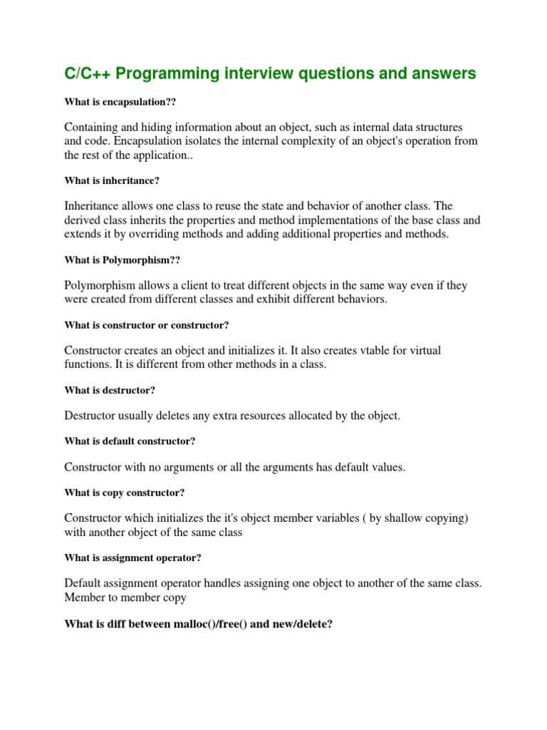C/C++ Programming Interview Questions and Answers What Is