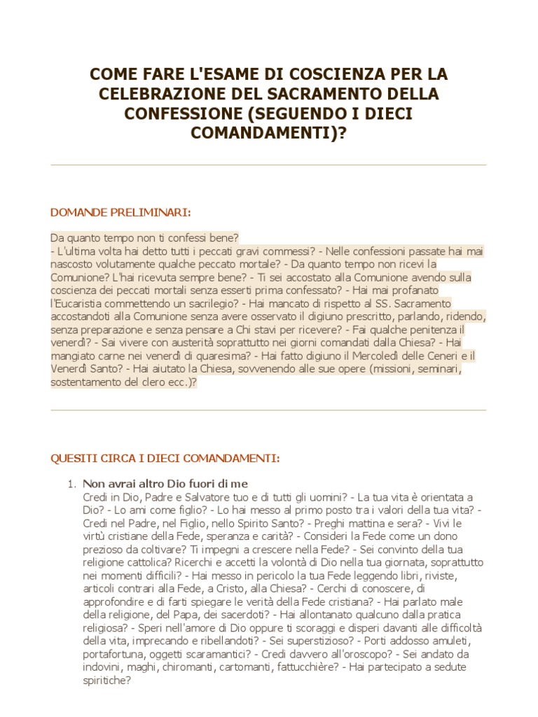 Esame Di Coscienza PDF