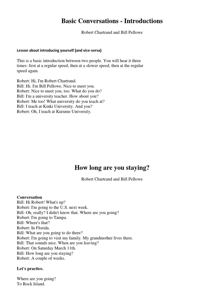 Basic Conversations - Introductions: Lesson About Introducing Yourself ...