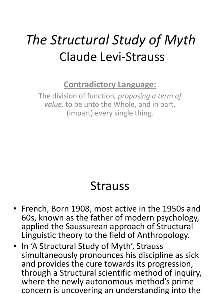 The Structural Study of Myth: Claude Levi-Strauss | PDF | Linguistics