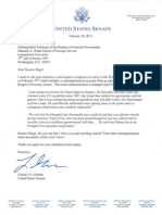 20 Feb 2013 Letter to Hagel Re Rutgers Lecture