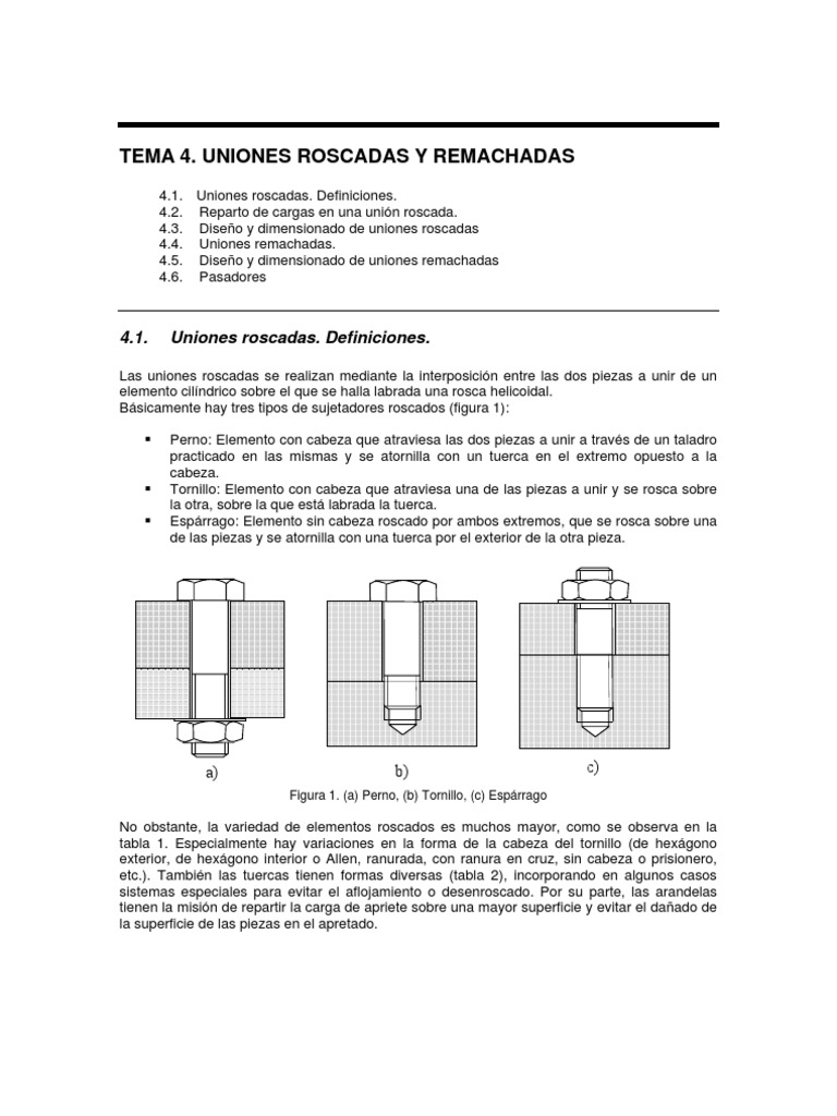Roscadas y Remachadas | PDF Remache | Tornillo