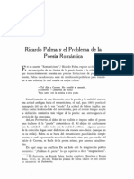 Ricardo Palma y El Problema de La Poesía Romáantica