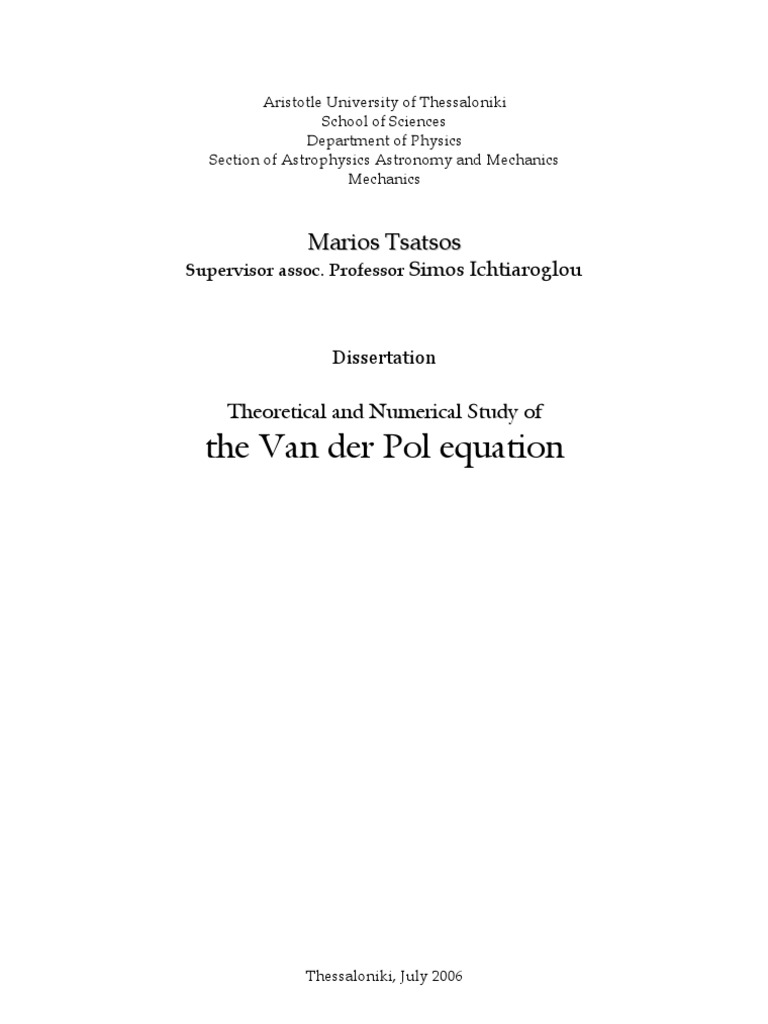 Van der Pol Equation Analysis | PDF | Chaos Theory | Sequence