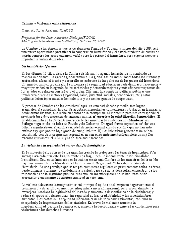 Crimen y Violencia en Las Americas | PDF