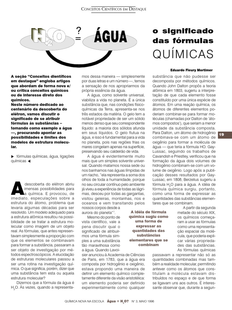 Significado das Fórmulas Químicas | PDF | Propriedades da água ...