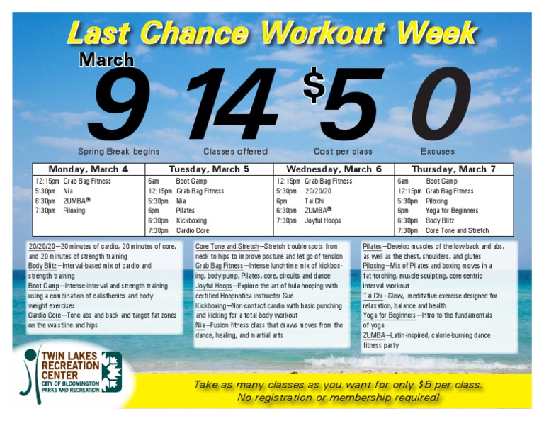 Last Chance Spring Break Workouts | PDF | Lifestyle