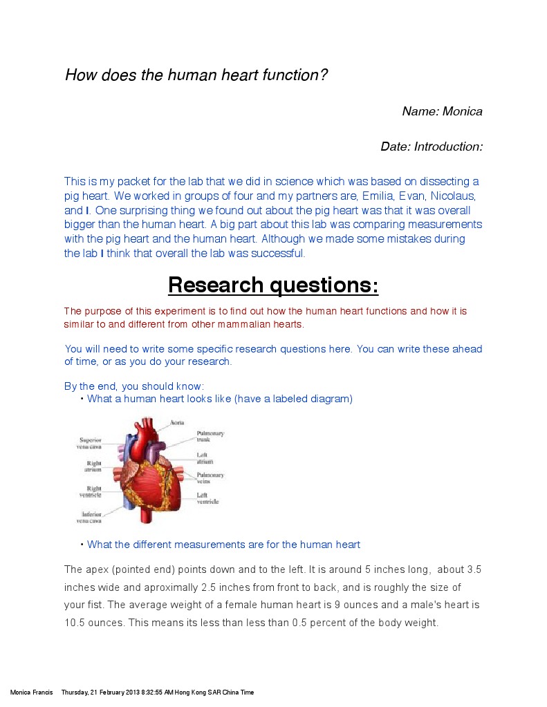 Pig Heart Dissection Lab Final PDF Heart Valve Atrium (Heart)