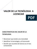 VALOR DE LA TECNÓLOGIA  A LICENCIAR