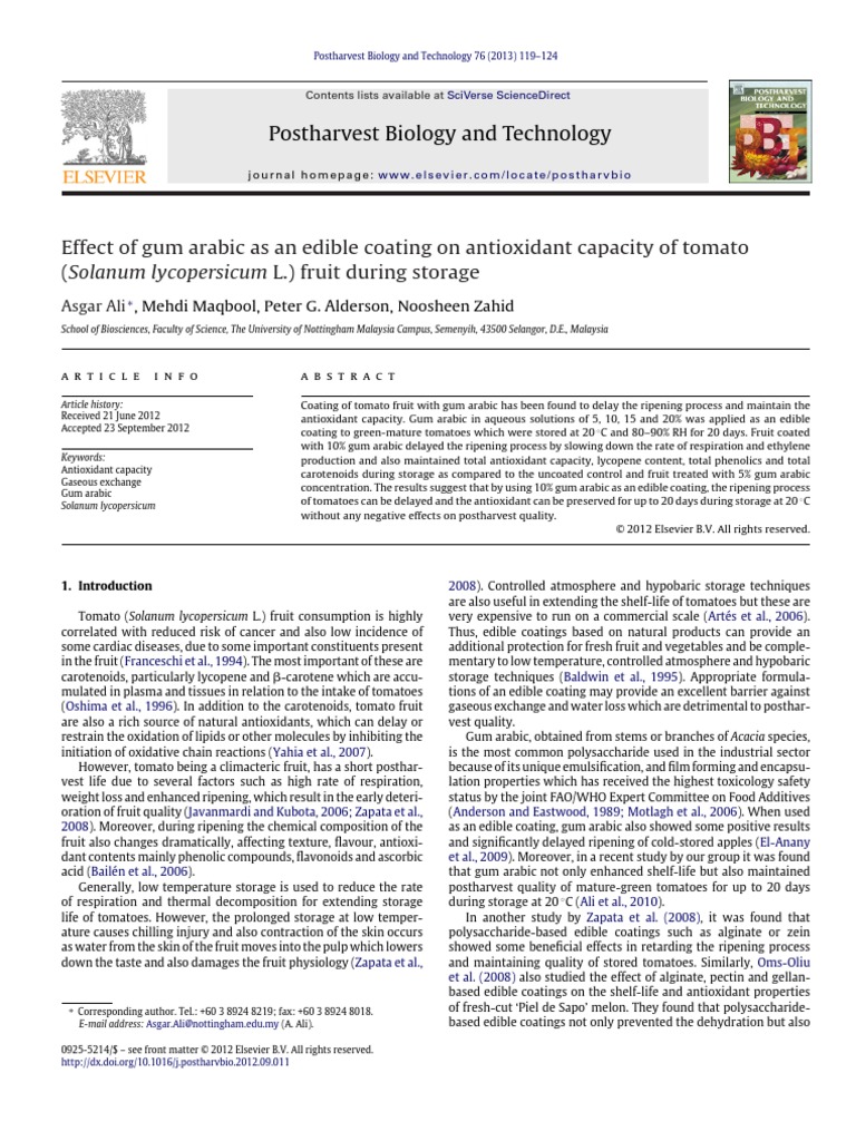 Effect of Gum Arabic As An Edible Coating On Antioxidant Capacity of ...