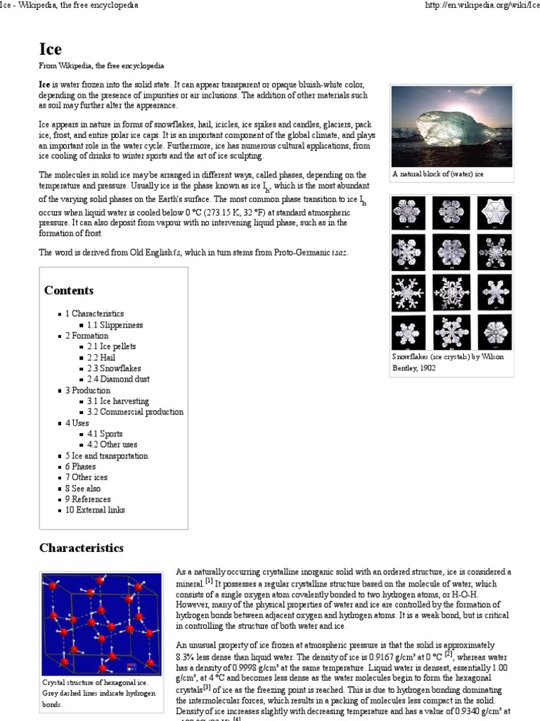 Ice - Wikipedia, The Free Encyclopedia | PDF