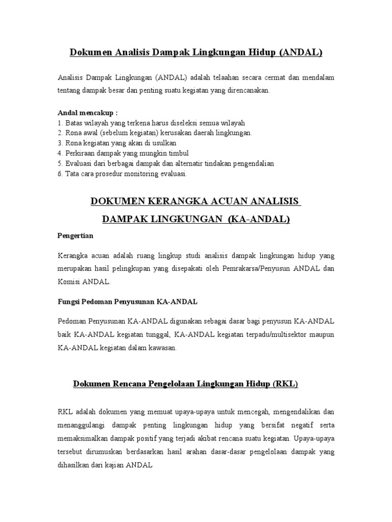 Contoh Dokumen Amdal Pelabuhan Pdf Dokumen Pilihan
