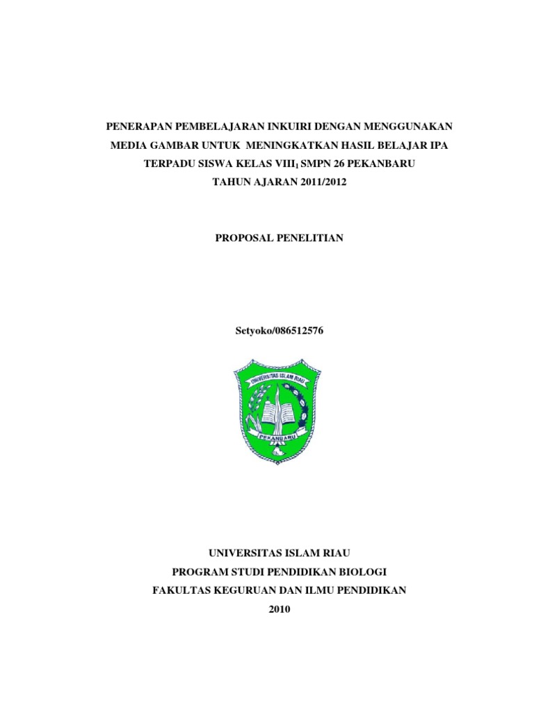 Proposal Penelitian Pembelajaran Inkuiri Dengan Menggunakan Media Gambar Pdf
