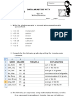 Data Analysis With Spreadsheets: Date Returned: - Class No.