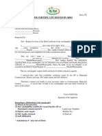 Birth Certificate Issue by RDO Application Form