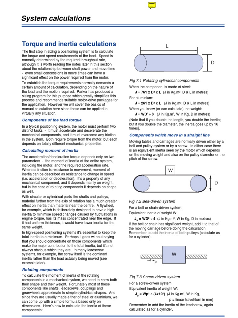 Torque and Inertia Calculation Guide | PDF | Electromagnetic ...