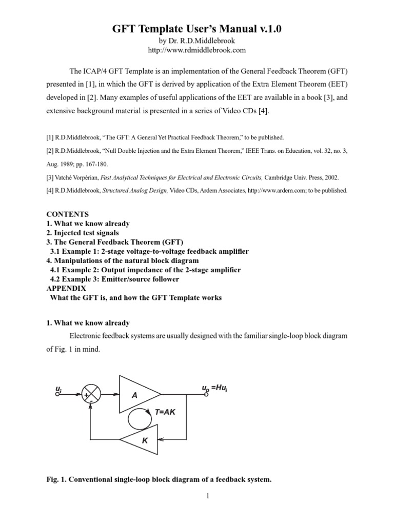 General Feedback Theory Manual PDF Feedback Electronic Circuits