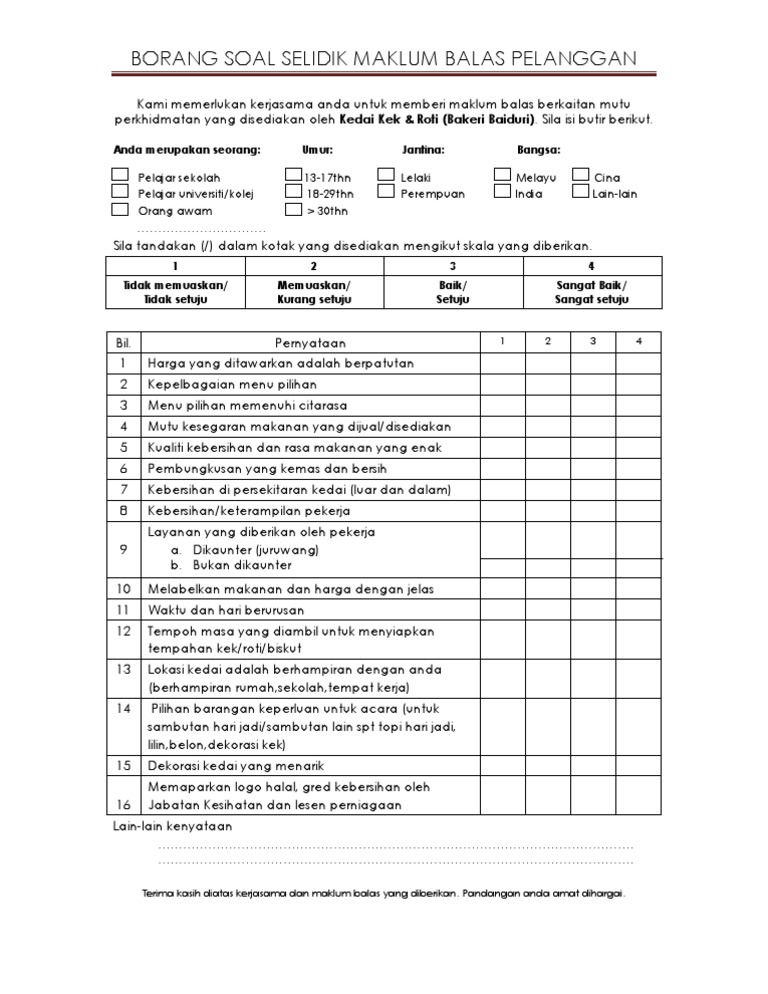 Borang Kaji Selidik Pdf