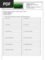 Expressões numéricas - Ordem dos sinais