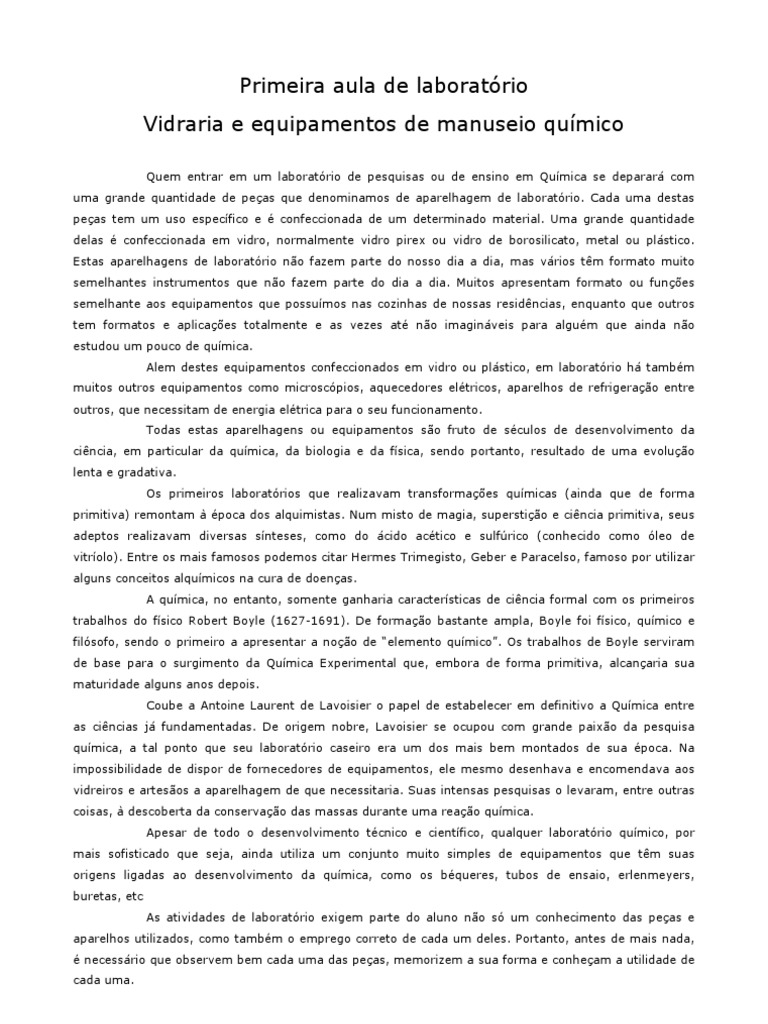 Vidrarias e Equipamentos de Laboratório | PDF | Filtragem | Química