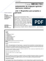 NBR 07749 - Equipamentos de Irrigacao Agricola - Aspersores Rotativos - Parte 1 Requisitos para P