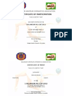 Certificate of Participation: Selangor Amateur Gymnastics Association