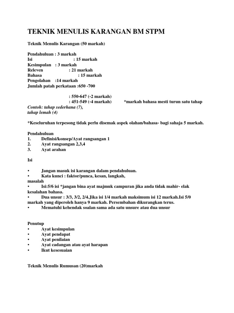 Contoh Karangan Stpm Bahasa Melayu Penggal 2 - JovanyaddMurray