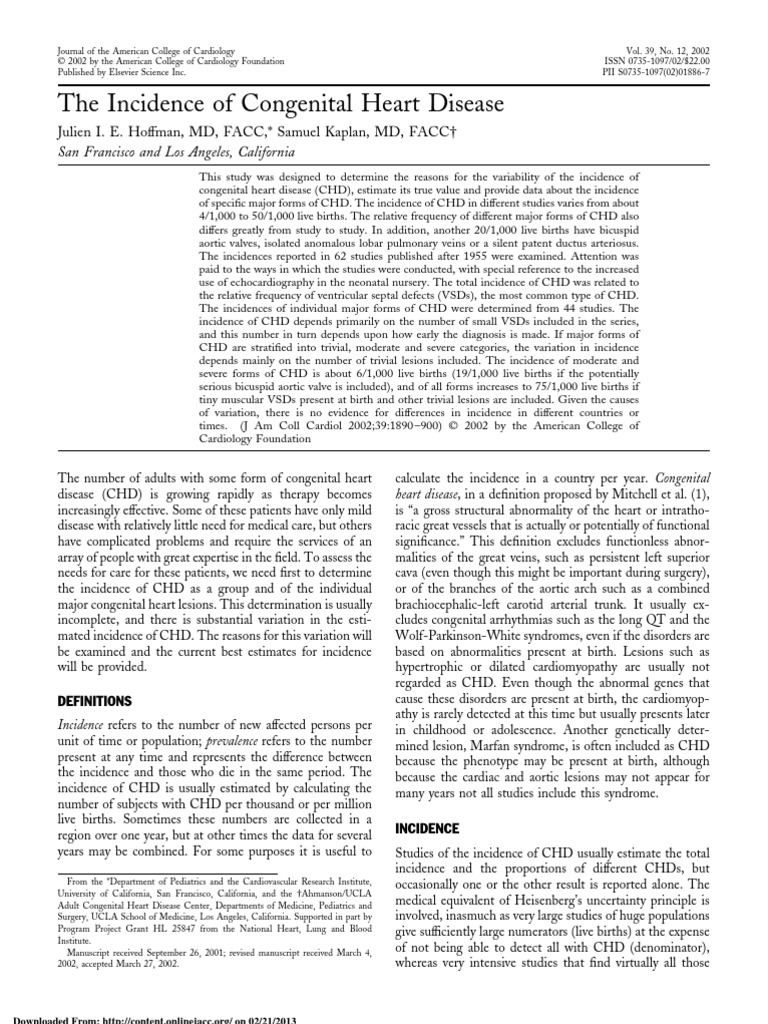 Incidency Congenital Heart Disease | PDF