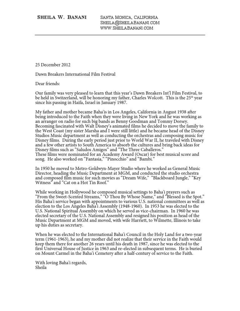 Remembering Charles Wolcott PDF Metro Goldwyn Mayer Walt Disney