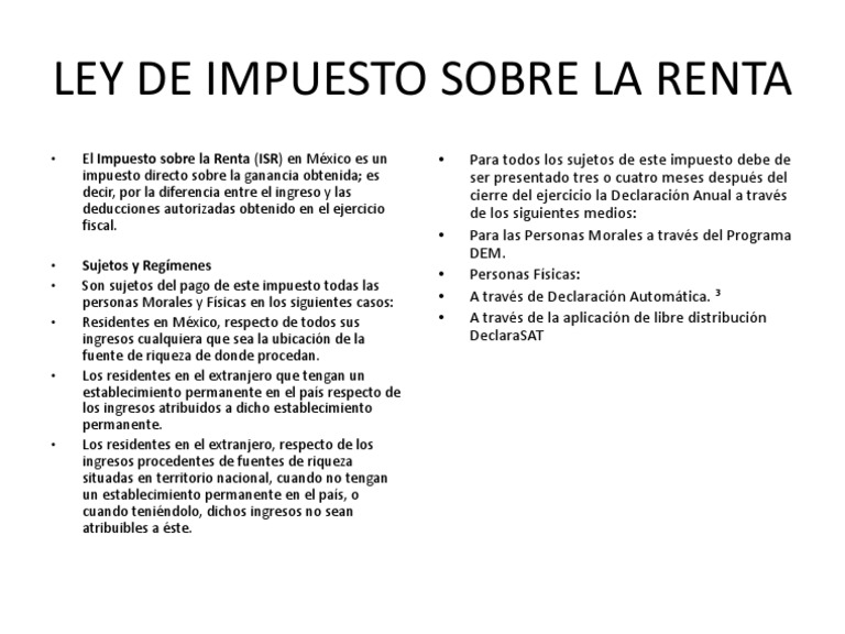 Ley de Impuesto Sobre La Renta | PDF