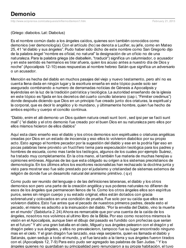 Demonología: Orígenes y Caída de los Demonios | PDF | Diablo | Demonios