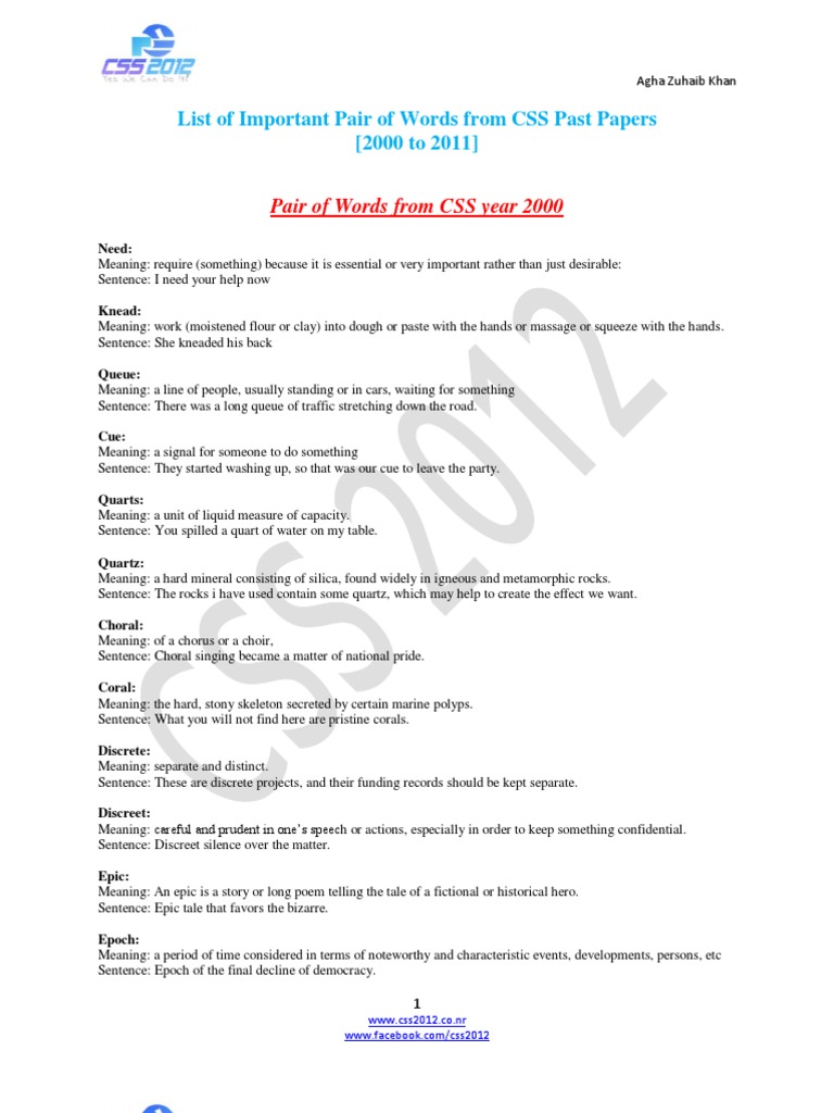 CSS Vocabulary: Key Word Pairs | PDF | Defamation | Crime & Violence