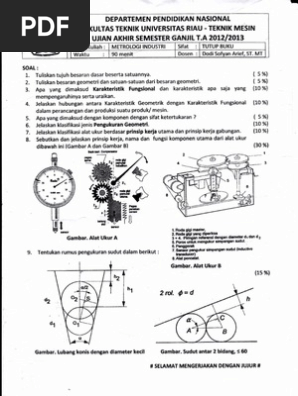 Soal Uas Metrologi Industri 2011