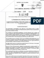 Decreto 2184 Del 26 de Octubre de 2012